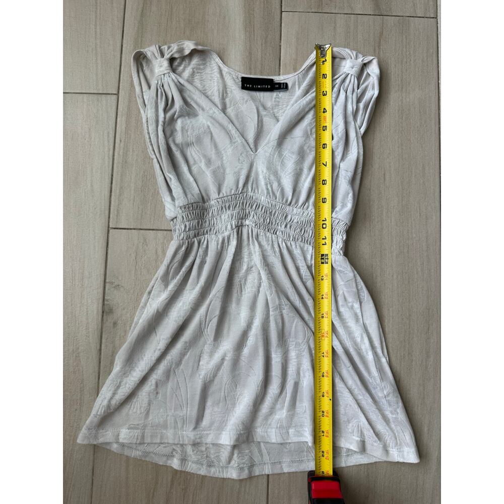 The Limited Vintage Y2K Devoré Burnout Floral Empire Waist Top Off White XS - Picture 4 of 10